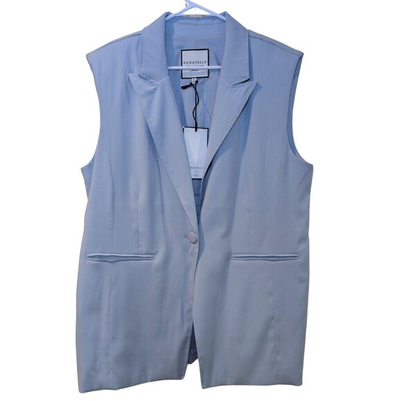 NWT Bagatelle Sleeveless Blazer Vest Light Blue Women's XL Longline - Picture 6 of 8